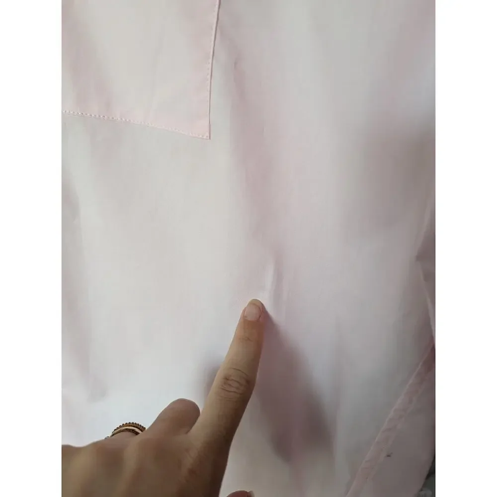 J Crew Collection Pink Feather Trim Cotton Poplin Button Up Shirt Size 6 BD772